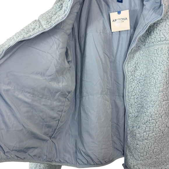 NWT Arizona Fleece Sherpa Jacket Pale Blue Zip Up Hooded Size S - Picture 5 of 8
